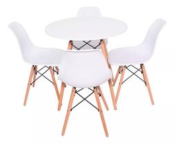 Mesa Jantar Eames Eiffel 70cm / 4 Cadeiras Eames Branca