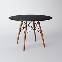 Mesa Jantar Eames Eiffel Dkr Redonda 90cm Preto Madeira Maciça