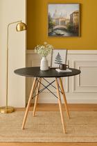 Mesa Jantar Eames Eiffel Redonda 90cm MDF Alta Qualidade Moderna Cor Preto