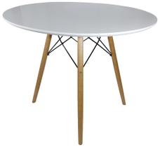 Mesa Jantar Eiffel Base Charles Eames Branca Redonda 70cm Mdf Pé Eucalipto