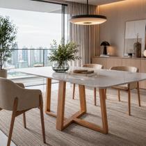 Mesa Jantar Gourmet 120x80 Retangular Tampo Vidro MDF Pés Cruzados 6 Lugares Pequena Mesa Jantar Gourmet 120x80 Retangular Tampo Vidro MDF Pés Cruzados 6 Lugares Pequena