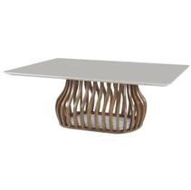 Mesa Jantar Heos Vidro Off White Base Imbuia 220cm - 70976 Mesa Jantar Heos Vidro Off White Base Imbuia 220cm - 70976