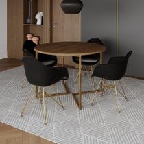 Mesa Jantar Industrial Amêndoa 110Cm Redonda Base V C/4 Poltronas Daw Pretas Base Dou Cor: Amendoa Mesa Jantar Industrial Amêndoa 110Cm Redonda Base V C/4 Poltronas Daw Pretas Base Dou Cor: Amendoa