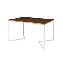 Mesa Jantar Industrial Amêndoa Retangular 137x90cm Base V Ferro Branco