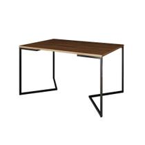 Mesa Jantar Industrial Amêndoa Retangular 137X90Cm Base V Ferro Preto Cor: Amendoa Mesa Jantar Industrial Amêndoa Retangular 137X90Cm Base V Ferro Preto Cor: Amendoa