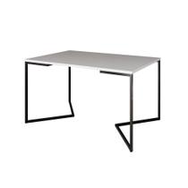 Mesa Jantar Industrial Branca Retangular 137X90Cm Base V Ferro Preto Cor: Branco