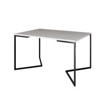 Mesa Jantar Industrial Branca Retangular 137x90cm Base V Ferro Preto