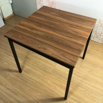 Mesa Jantar Industrial Compacta 80cm Base U em Metalon Para Sala de Apartamento