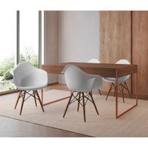 Mesa Jantar Industrial Filadélfia Amêndoa 137x90cm Base Cobre com 4 Poltronas Brancas Eames Eiffel M Mesa Jantar Industrial Filadélfia Amêndoa 137x90cm Base Cobre com 4 Poltronas Brancas Eames Eiffel M