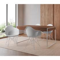Mesa Jantar Industrial Filadélfia Amêndoa 137x90cm com 4 Poltronas Eames Eiffel Brancas Base Ferro B Mesa Jantar Industrial Filadélfia Amêndoa 137x90cm com 4 Poltronas Eames Eiffel Brancas Base Ferro B