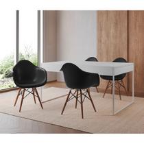 Mesa Jantar Industrial Filadélfia Branca 137x90cm Base Ferro Branco com 4 Poltronas Pretas Eames Eif Mesa Jantar Industrial Filadélfia Branca 137x90cm Base Ferro Branco com 4 Poltronas Pretas Eames Eif