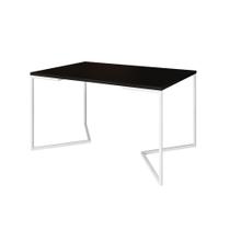 Mesa Jantar Industrial Preta Retangular 137X90Cm Base V Ferro Branco Cor: Preto