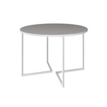 Mesa Jantar Industrial Redonda Branca 110cm Base V Ferro Branco