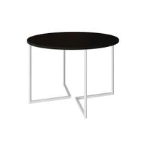 Mesa Jantar Industrial Redonda Preta 110Cm Base V Ferro Branco Cor: Preto