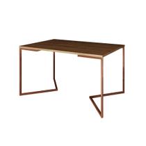 Mesa Jantar Industrial Retangular 137x90cm Amêndoa Base Cobre V Mesa Jantar Industrial Retangular 137x90cm Amêndoa Base Cobre V
