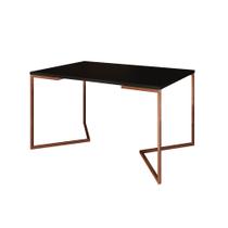 Mesa Jantar Industrial Retangular 137x90cm Preta Base Cobre V Mesa Jantar Industrial Retangular 137x90cm Preta Base Cobre V