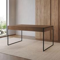 Mesa Jantar Industrial Retangular Amêndoa 137X90Cm Base Ferro Preto Cor: Amendoa