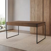 Mesa Jantar Industrial Retangular Amêndoa 137x90cm Filadélfia Base Ferro Preto