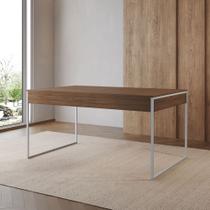 Mesa Jantar Industrial Retangular Filadélfia Amêndoa 137x90cm Base Ferro Branco