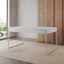 Mesa Jantar Industrial Retangular Filadélfia Branca 137x90cm Base Ferro Branco