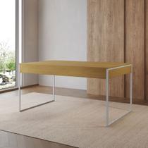 Mesa Jantar Industrial Retangular Filadélfia Canela 137x90cm Base Ferro Branco Mesa Jantar Industrial Retangular Filadélfia Canela 137x90cm Base Ferro Branco