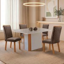 Mesa Jantar Isadora 4 Lugares MDF Cadeiras Veludo Off White 120CM Moderna Mesa Jantar Isadora 4 Lugares MDF Cadeiras Veludo Off White 120CM Moderna