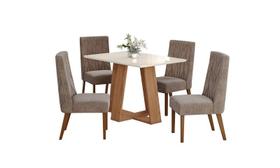 Mesa Jantar Lins 120 4 Cadeiras Eloa Cacau - Henn