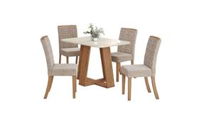 Mesa Jantar Lins 120 4 Cadeiras Esther Creme - Henn