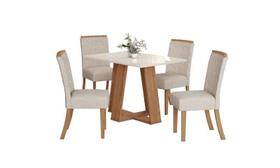 Mesa Jantar Lins 120 4 Cadeiras Malu Linho - Henn
