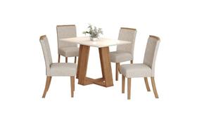 Mesa Jantar Lins 120 4 Cadeiras Malu Linho - Henn