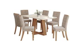 Mesa Jantar Lins 160 6 Cadeiras Esther Creme - Henn