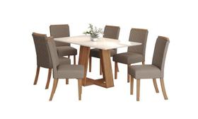 Mesa Jantar Lins 160 6 Cadeiras Malu Amendoa - Henn