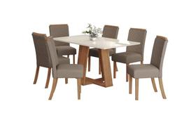Mesa Jantar Lins 160 6 Cadeiras Malu Amendoa - Henn