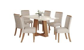 Mesa Jantar Lins 160 6 Cadeiras Malu Linho - Henn Mesa Jantar Lins 160 6 Cadeiras Malu Linho - Henn
