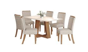 Mesa Jantar Lins 160 6 Cadeiras Malu Linho - Henn