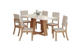 Mesa Jantar Lins 180 6 Cadeiras Milla Linho - Henn