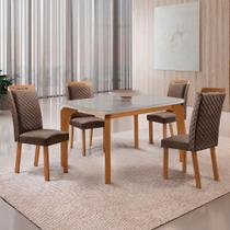 Mesa Jantar Liz 4 Lugares MDF Vidro Cadeiras Veludo Off White 120CM Moderna Mesa Jantar Liz 4 Lugares MDF Vidro Cadeiras Veludo Off White 120CM Moderna