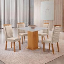 Mesa Jantar Loren 4 Lugares MDF Cadeiras Lorena Veludo Off White 90CM Moderna Mesa Jantar Loren 4 Lugares MDF Cadeiras Lorena Veludo Off White 90CM Moderna