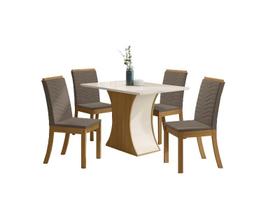 Mesa Jantar Luiza 120 4 Cadeiras Isa Bege - Henn Mesa Jantar Luiza 120 4 Cadeiras Isa Bege - Henn