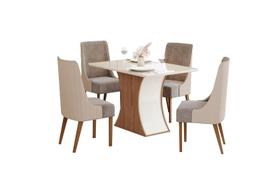 Mesa Jantar Luiza 120 4 Cadeiras Ivy Bege - Henn
