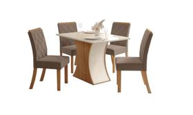 Mesa Jantar Luiza 120 4 Cadeiras Vita Bege - Henn