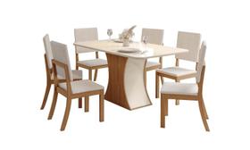 Mesa Jantar Luiza 120 6 Cadeiras Milla Linho - Henn