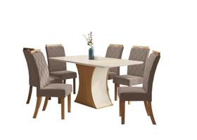 Mesa Jantar Luiza 160 6 Cadeiras Bella Amendoa - Henn