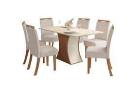 Mesa Jantar Luiza 160 6 Cadeiras Bella Linho - Henn