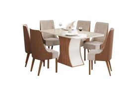 Mesa Jantar Luiza 160 6 Cadeiras Ivy Caramelo - Henn