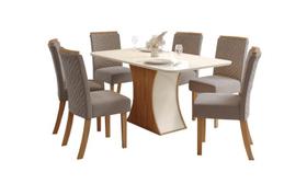 Mesa Jantar Luiza 160 6 Cadeiras Malu Amendoa - Henn