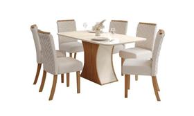 Mesa Jantar Luiza 160 6 Cadeiras Malu Linho - Henn