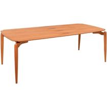 Mesa Jantar Malibu Madeira Maciça Amendoa Tampo Lâminado 180x100 Detalhe Pe Moderna