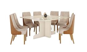 Mesa Jantar Mavi 150 8 Cadeiras Ivy Creme - Henn