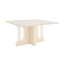 Mesa Jantar Mavi 1500mm Canto Arredon com Vidro OFF White